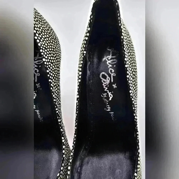 Alice + Olivia Womens Size 7 Black Devon Leather Heel with White Dots - Picture 6 of 10